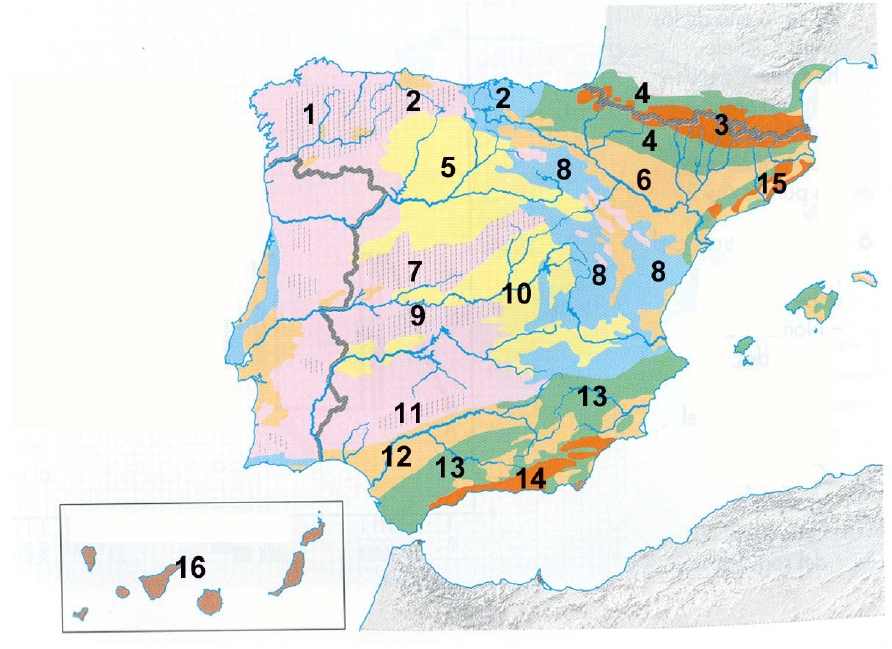  Litología y unidades de relieve en España. 