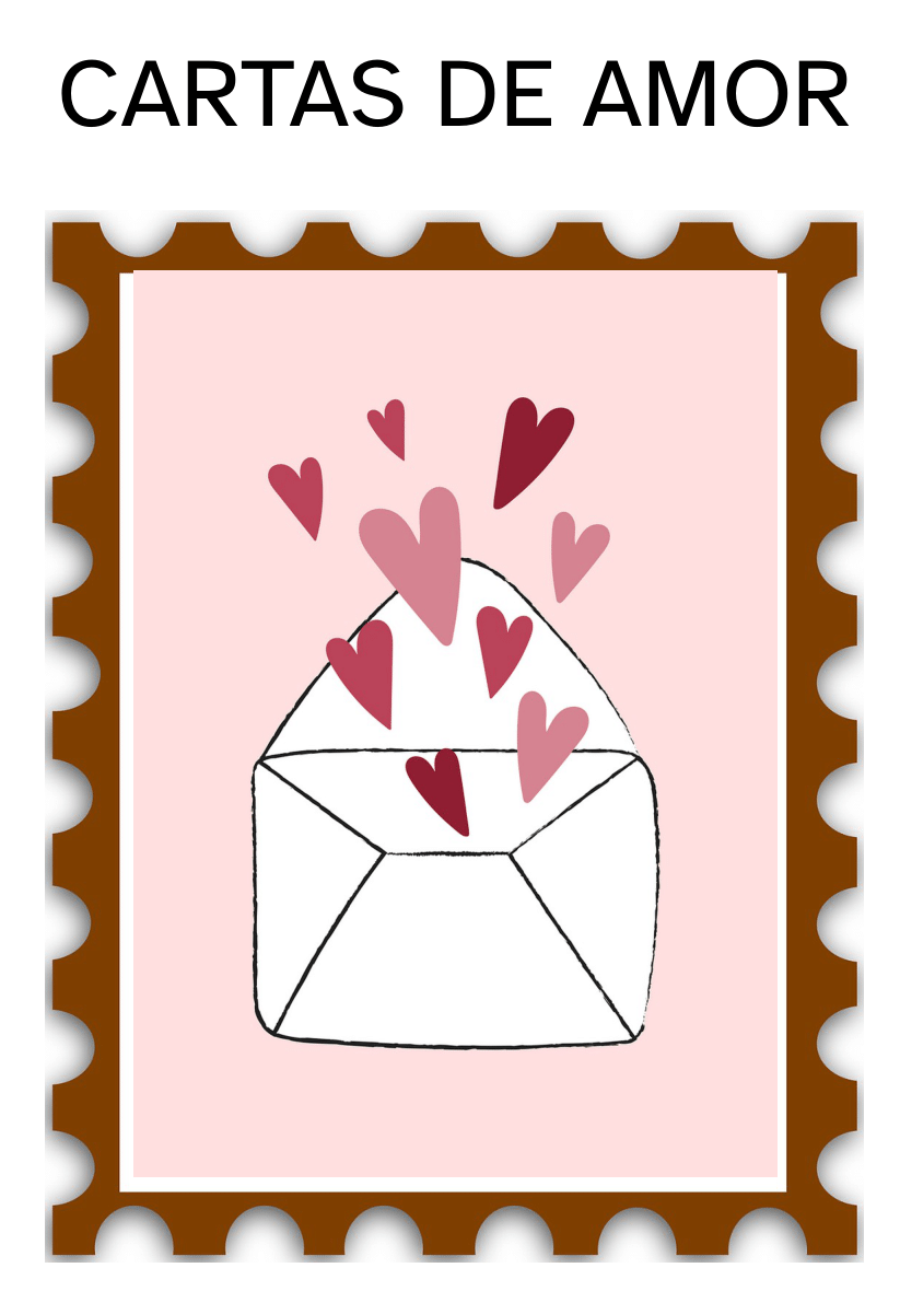 Un sello que es una carta de la que salen corazones cuando se abre