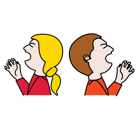 En la imagen aparecen un chico y una chica haciendo gestos exagerados con cara y manos.