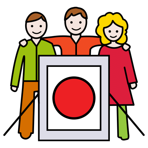 En la imagen aparecen tres personas unidas detrás de un cartel que simboliza un objetivo de una campaña.