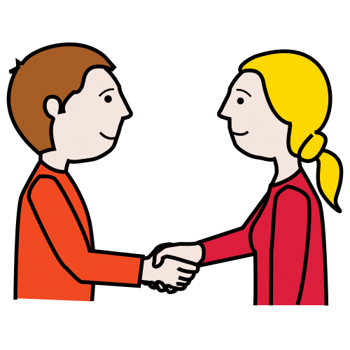 En la imagen aparecen dos personas dándose la mano.