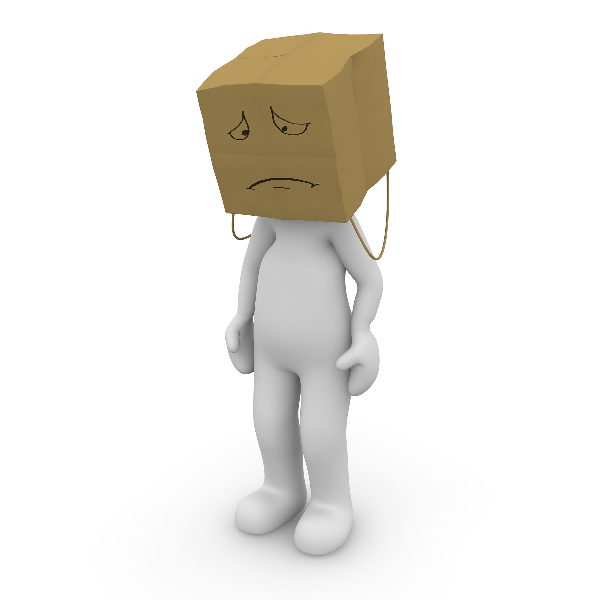 Persona con una caja triste