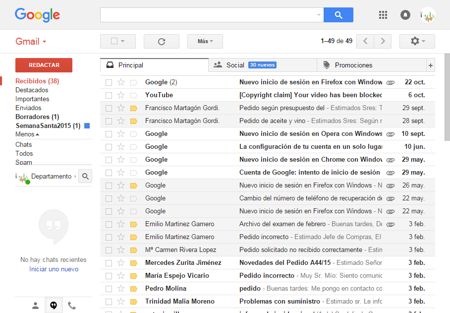 Interfaz de Gmail