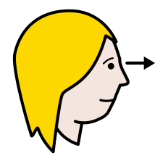 La imagen muestra una persona de perfil con una flecha hacia la derecha a la altura de los ojos.