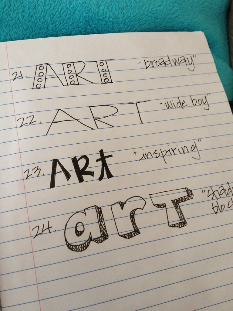 La imagen muestra la palabra art con distintos tipos de fuente.