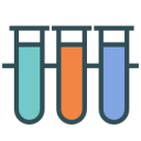 La imagen muestra tres tubos de laboratorio con distintos colores.