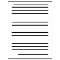  Ilustración que representa una hoja blanca con líneas de texto separadas por partes.  