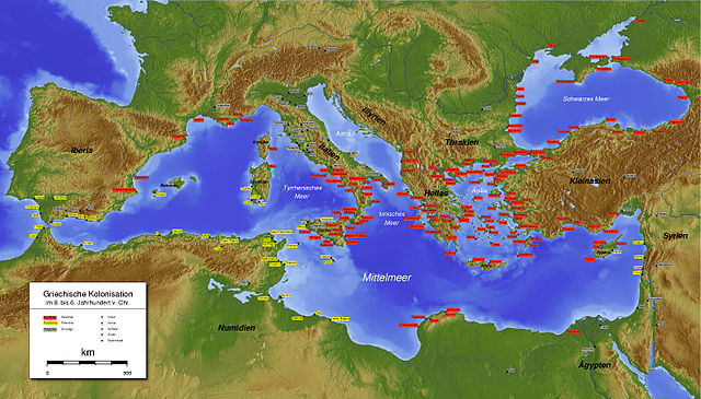 Mapa de las colonias griegas