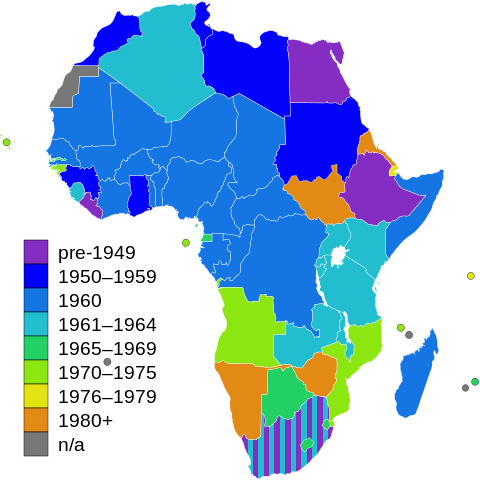 Fechas de independencia de los países africanos