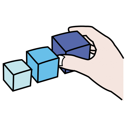 Cubos ordenados de mayor a menor tamaño