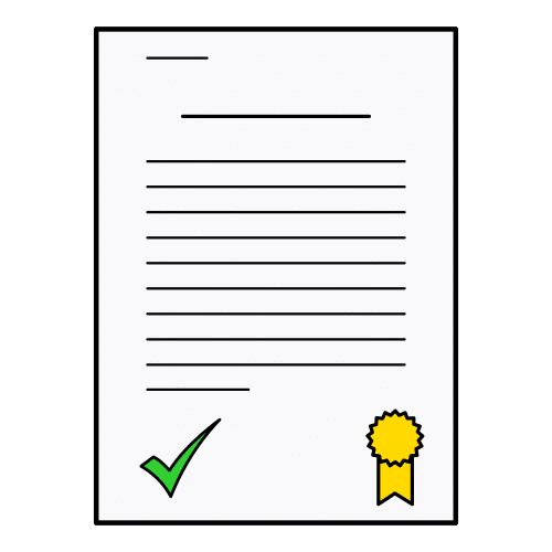 La imagen muestra un certificado con símbolo positivo