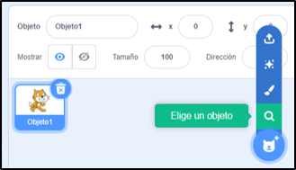 Botón de Scratch Elige un objeto