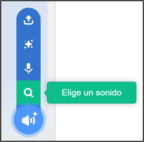 Imagen para eligir un sonido del banco de sonidos de Scratch