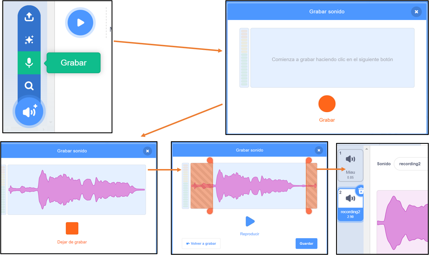 Herramientas para grabar sonido en Scratch