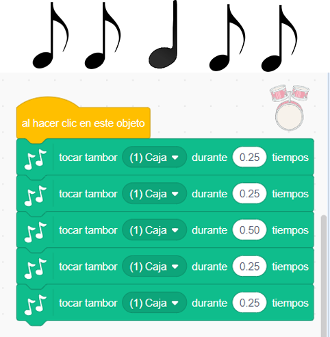 Programa de Scratch para programar un ritmo