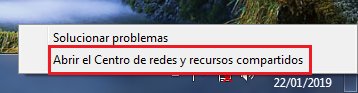 Abrir el centro de redes