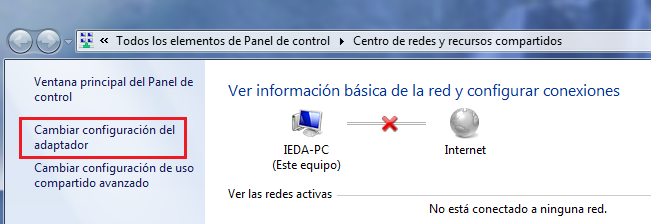 Cambiar configuración del adaptador