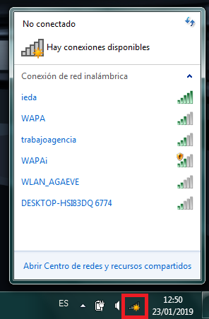 Lista de redes inalámbricas