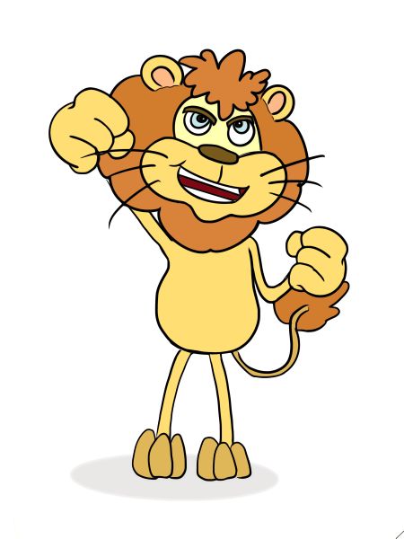 Dibujo de un león con el puño en alto.  