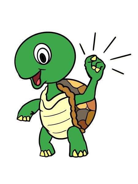 Dibujo de una tortuga que levanta el brazo.