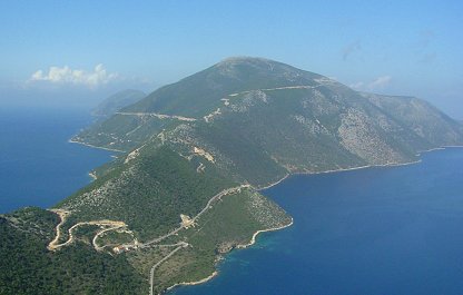 Imagen aérea del norte de la isla de Ítaca