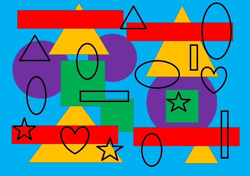 La imagen muestra una serie de formas geométricas básicas de colores