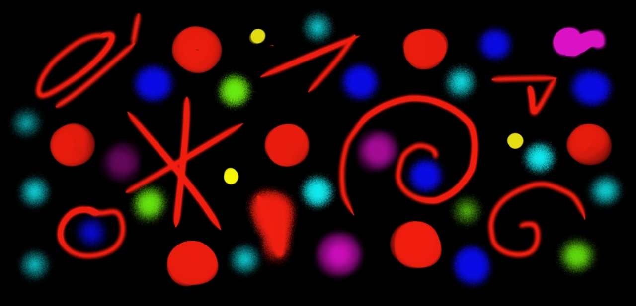 La imagen muestra líneas y puntos de colores sobre fondo negro