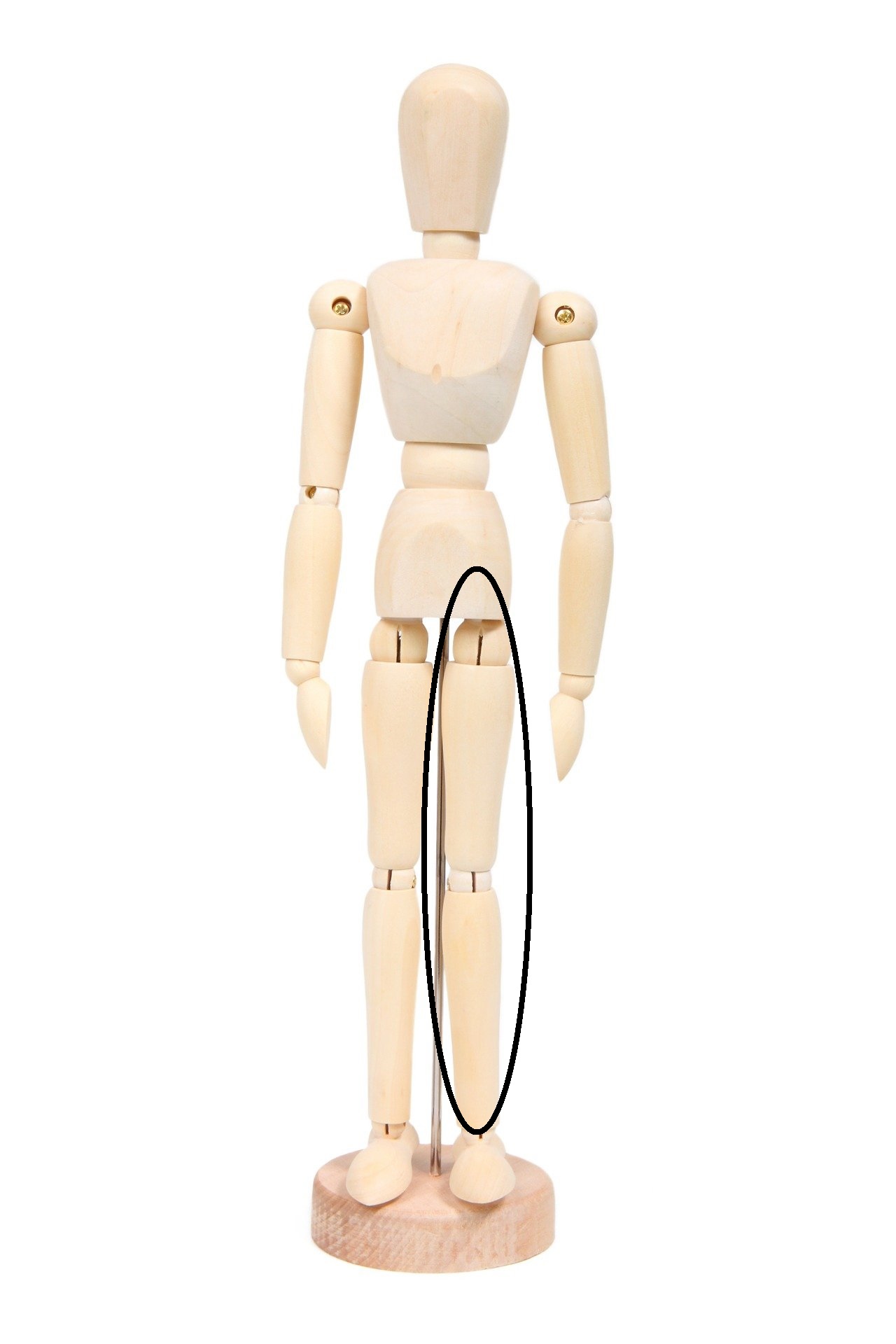 La imagen muestra la pierna de un maniquí