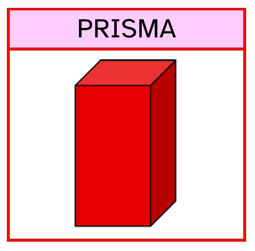 La imagen muestra un prisma de color rojo con nombre