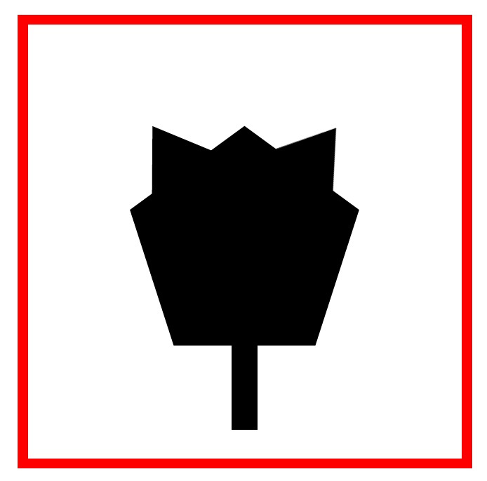 La imagen muestra una flor negra hecha con triángulo, pentágono y retángulo
