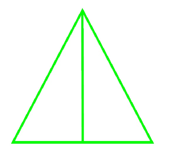 La imagen muestra tres triángulos de color verde