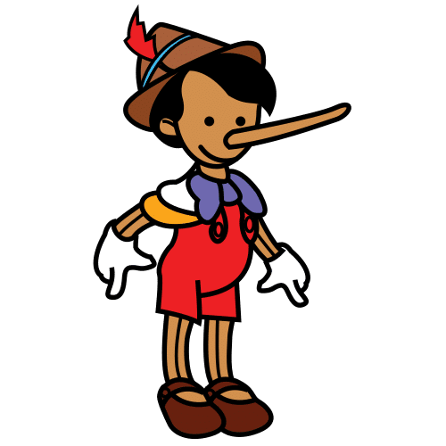 La imagen muestra un dibujo de Pinocho