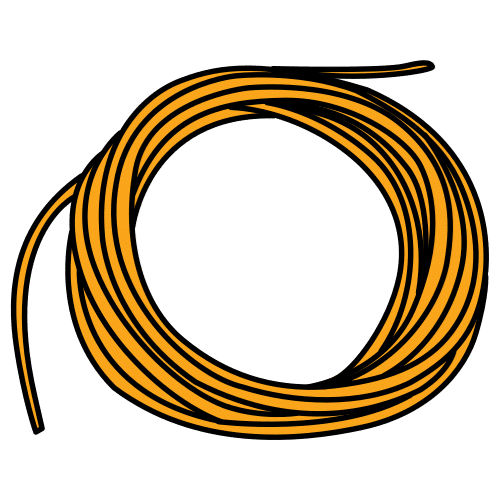 La imagen muestra el dibujo de un rollo de cuerda de color marrón
