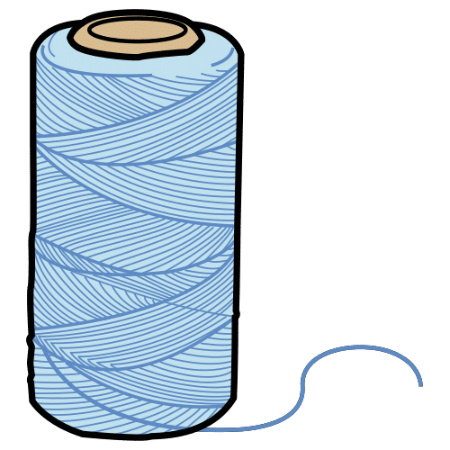 La imagen muestra un dibujo de un rollo de hilo