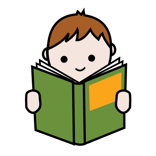 La imagen muestra el dibujo de un niño leyendo un libro