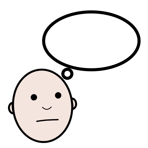 La imagen muestra un dibujo de la cabeza de una persona de la que sale un bocadillo de cómic en blanco