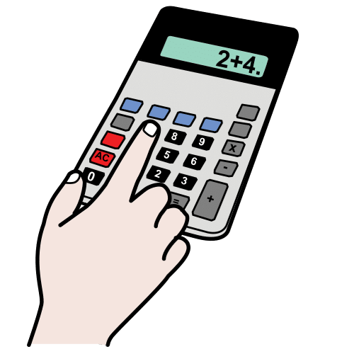 La imagen muestra una mano tecleando los diferentes botones de una calculadora. 