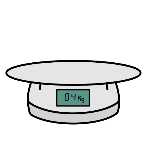 La imagen muestra una báscula de cocina la cual indica el peso de 0.4 Kilogramos.