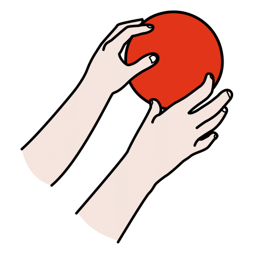La imagen muestra dos manos alcanzando un círculo rojo