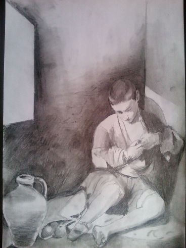Interpretación a la aguada de una obra de Murillo