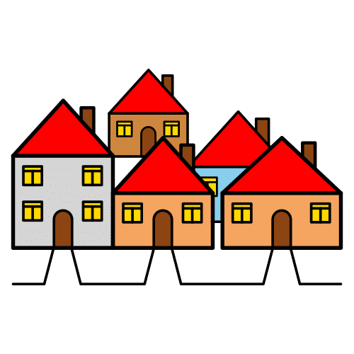 Grupo de casas de distintos colores 