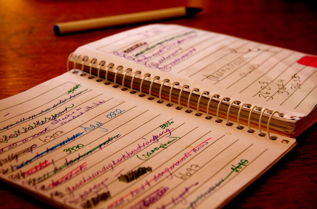 Imagen que muestra una agenda con notas manuscritas