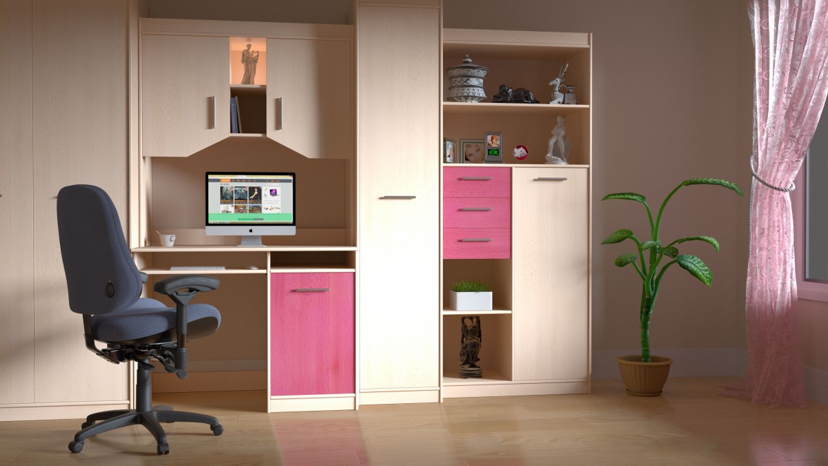 Imagen que muestra un cuarto de estudio con silla, mesa y ordenador