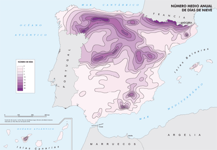 Número medio anual de días con nieve