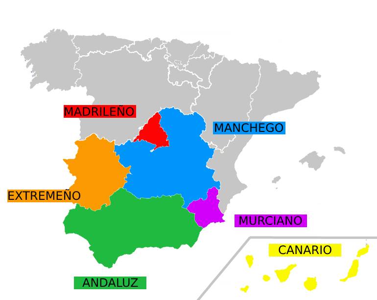 Mapa de dialectos septentrionales de España. 