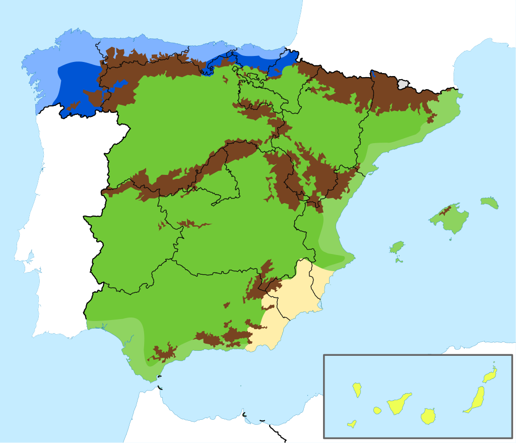 Mapa dominios climáticos de España