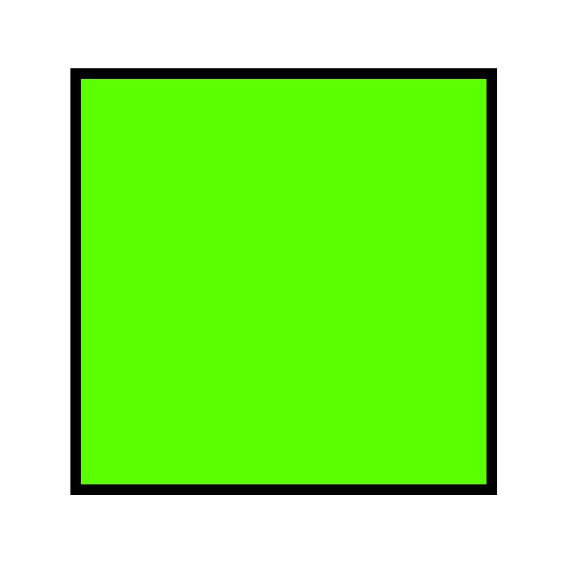 En la imagen puedes ver un cuadrado verde, con el borde negro, sobre fondo blanco