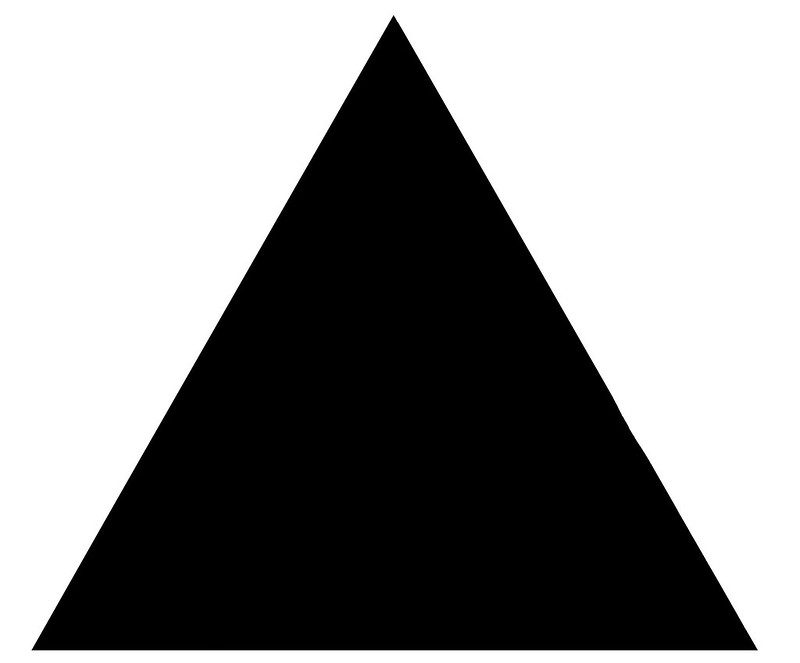 En la imagen puedes ver un triángulo negro sobre fondo blanco