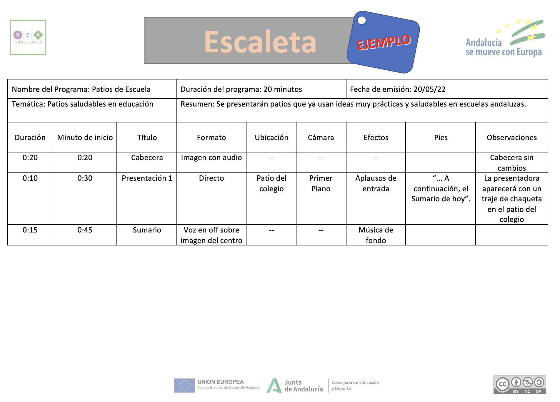 Esquema de la realización de un programa