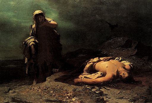 Antígona se acerca de noche al cadáver insepulto de Polinices 